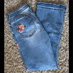 Embroidered Flower Jeans